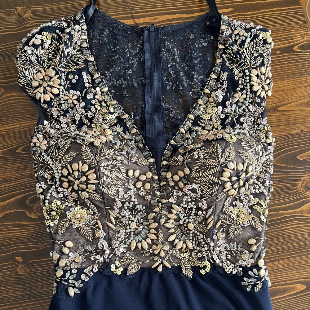 Long Maxi dress with beaded top. Open back. NORDSTROMS.